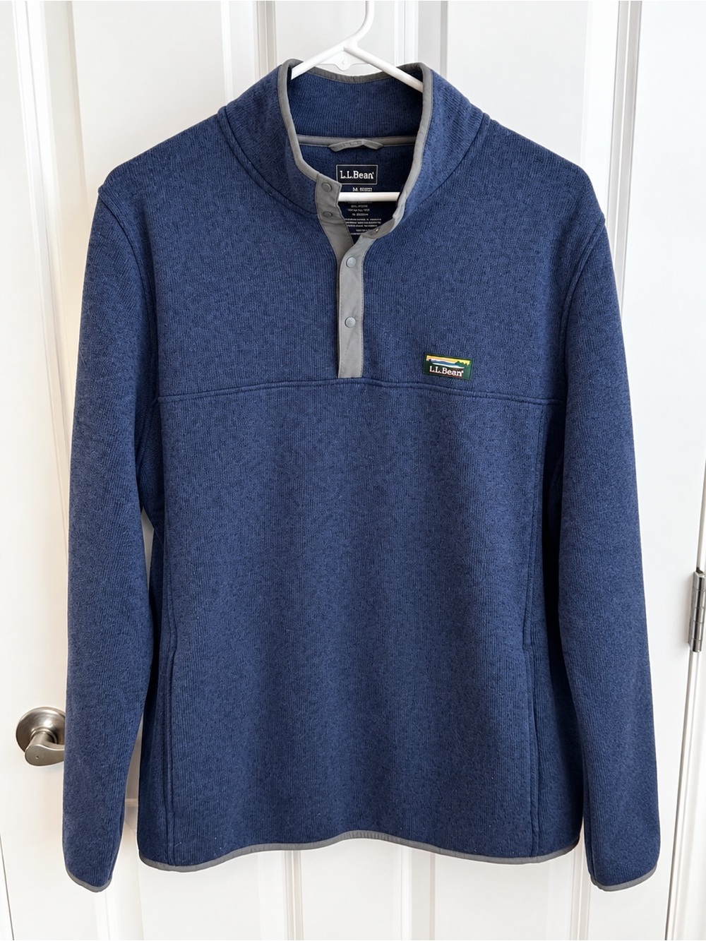 L.L. Bean Men’s Navy Crewneck Snap-Placket Pullover Size L Tall